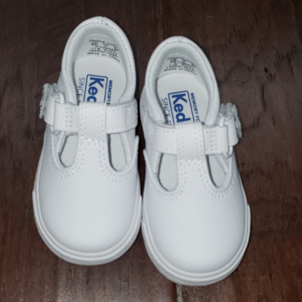 Keds Daphne T Strap White Lea Girls Shoe